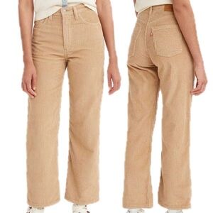 NWT Levi’s Ribcage Straight Ankle High Waist Granola Tan Beige Corduroy Pants